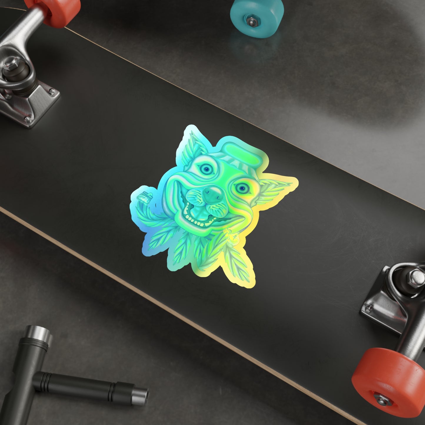 Green Chem Dawg Sticker holographic