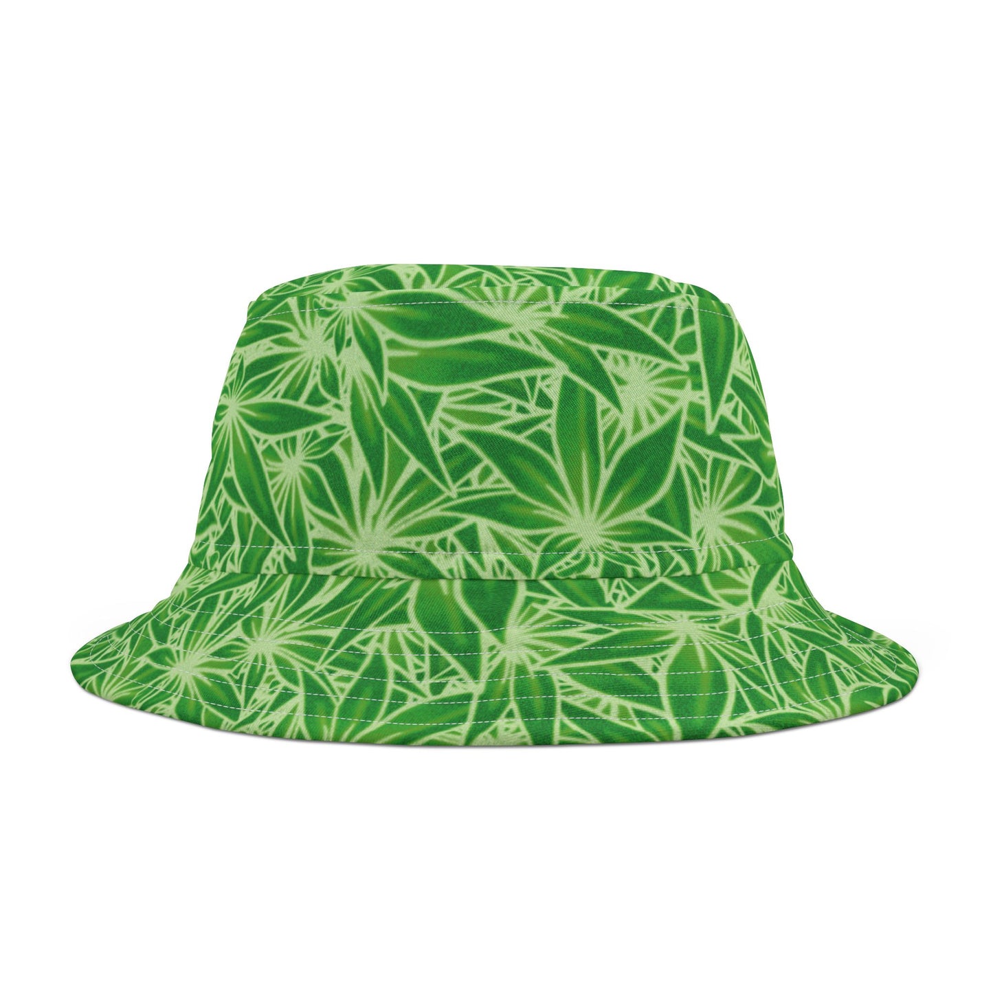 Piffy Dark Green w/ White Outline Bucket Hat