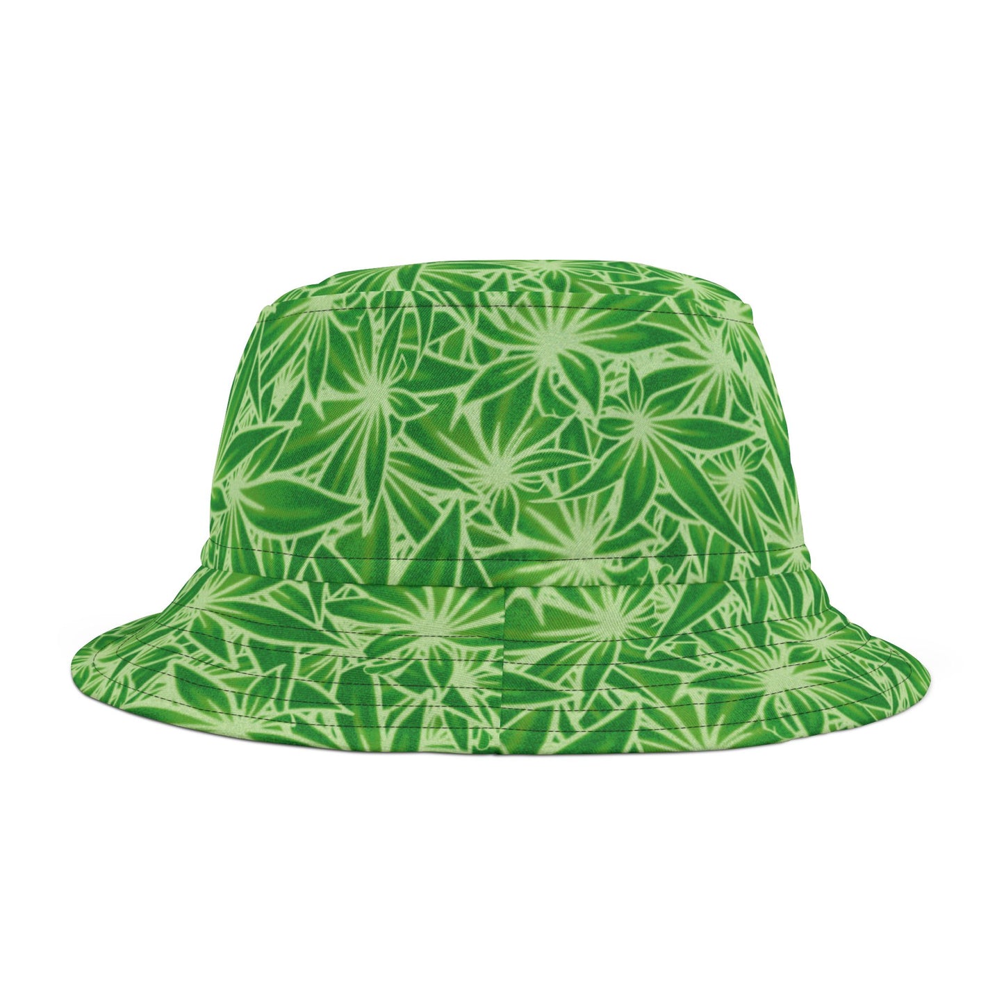 Piffy Dark Green w/ White Outline Bucket Hat