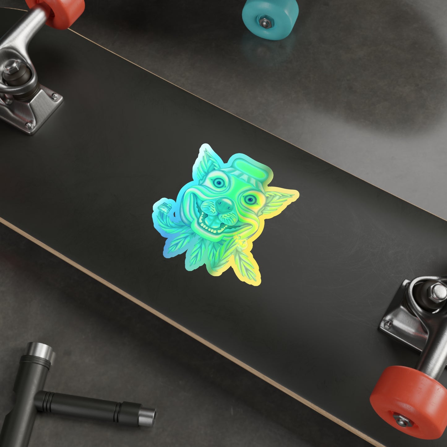 Green Chem Dawg Sticker holographic