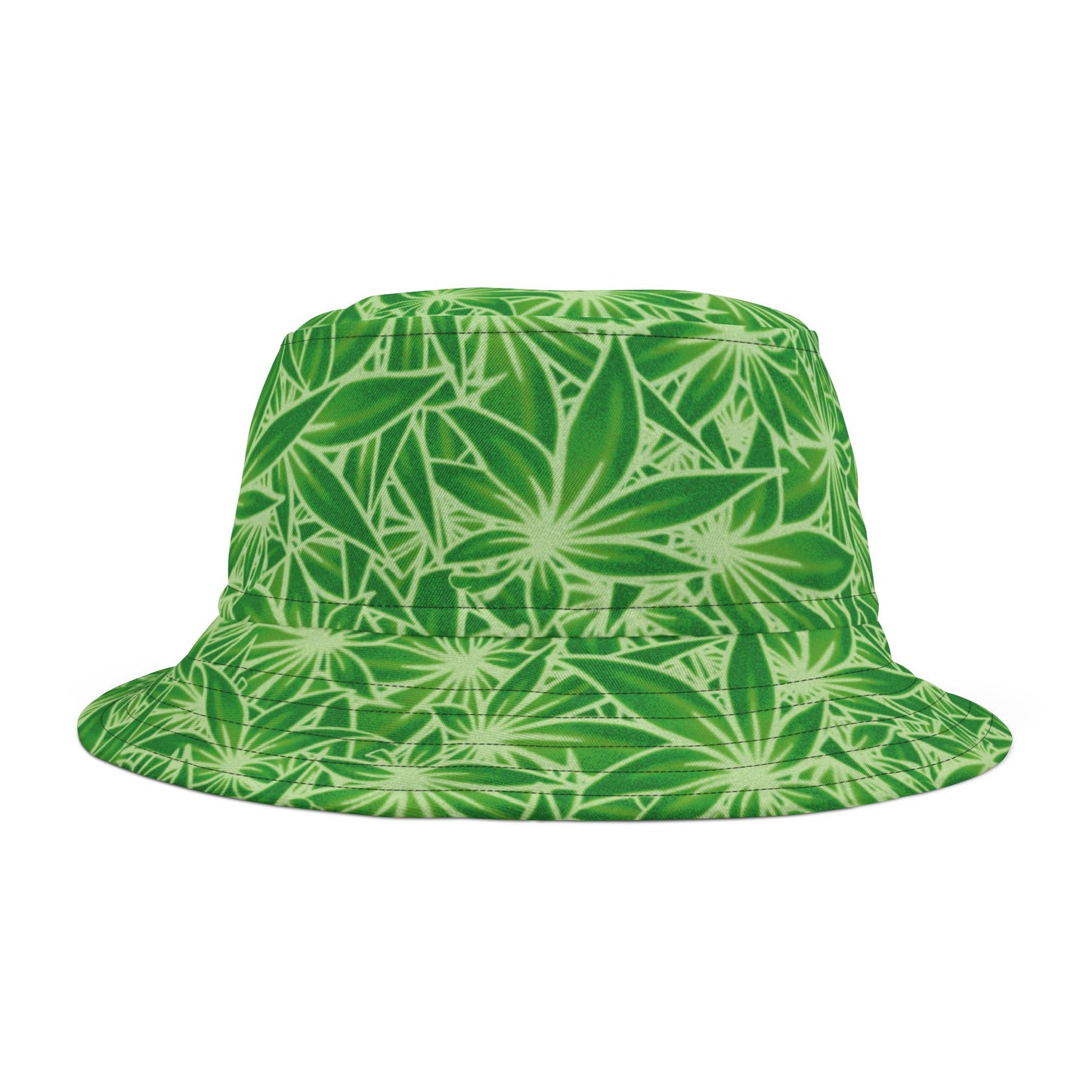 Piffy Dark Green w/ White Outline Bucket Hat