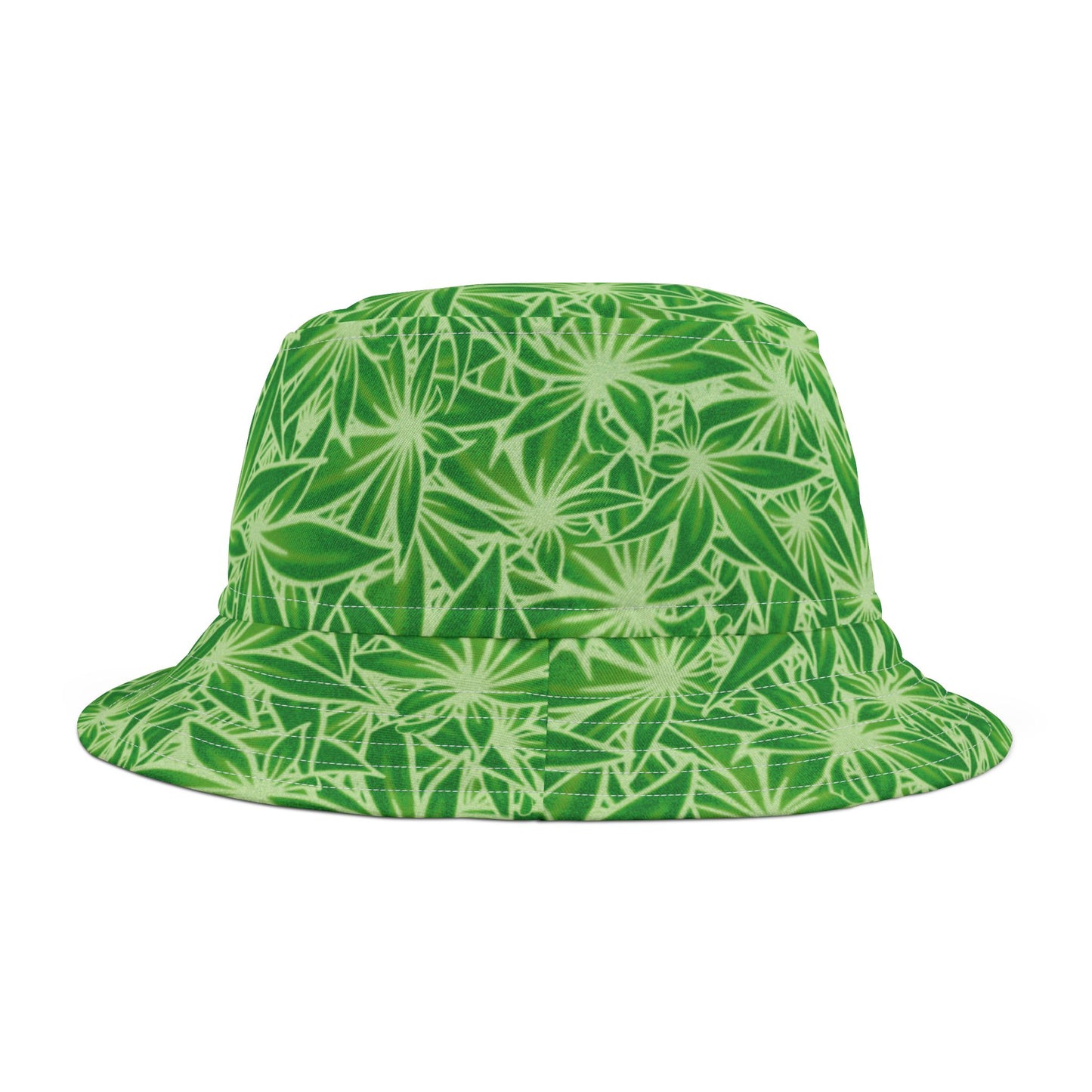 Piffy Dark Green w/ White Outline Bucket Hat